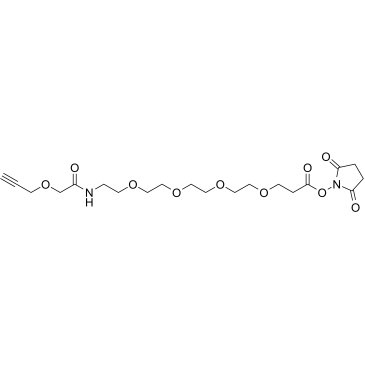 Propargyl-O-C1-amido-PEG4-C2-NHS ester